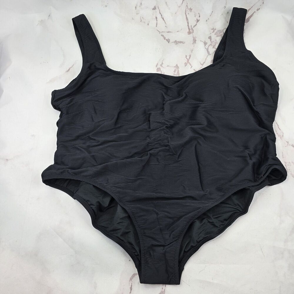 J Crew Swim 24 3X Black One Piece Scoop Neck Back Scrunchie Bikini